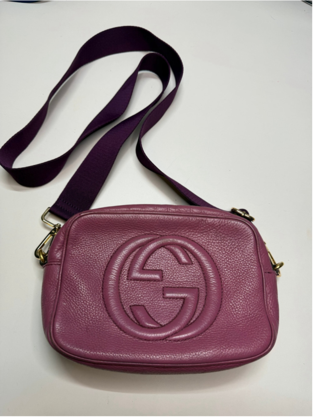 Women's Gucci Leather Crossbody Bag, One Size, Purple - Picture 1 of 12